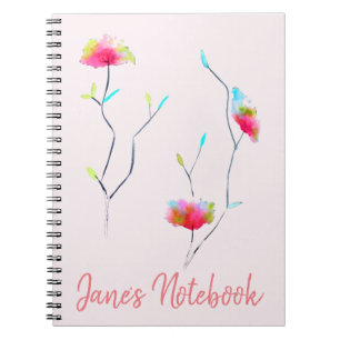 Cuaderno Flor rosa arte moderno de inspiración japonesa