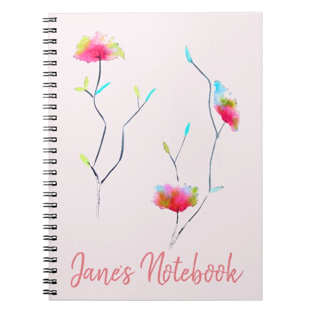 Cuaderno Flor rosa arte moderno de inspiración japonesa (Frente)