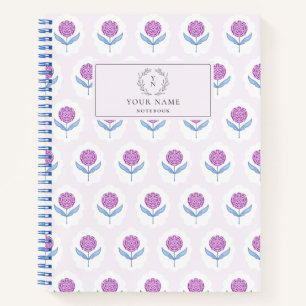 Cuaderno Flor rosa de huella de bloqueo