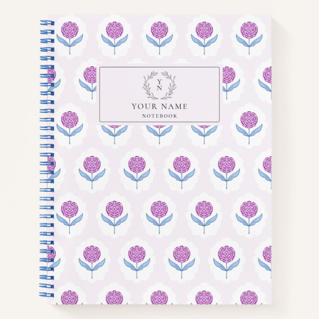 Cuaderno Flor rosa de huella de bloqueo (Anverso)