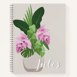 Cuaderno Flor rosa de la Medinilla Tropical en nombre de la
