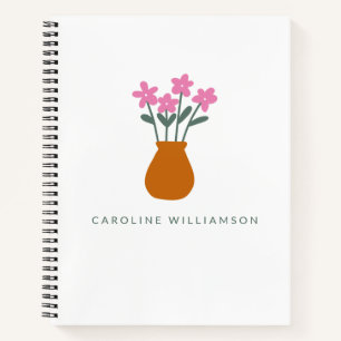 Cuaderno Flor rosa simple en grano personalizada