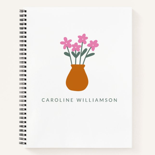 Cuaderno Flor rosa simple en grano personalizada (Anverso)