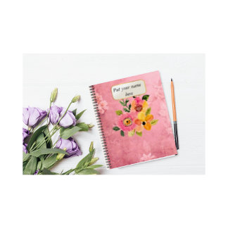 Cuaderno Flor rosa vintage