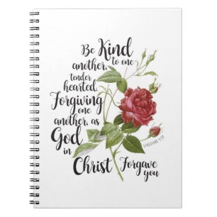 Cuaderno Flor Rosa vintage ilustrada con verso biblial