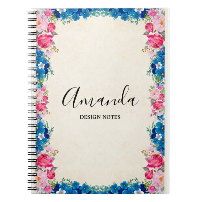 Cuaderno Flor rosa y azul (Frente)