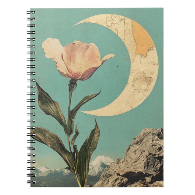 Cuaderno Flor rosa y luna creciente (Frente)