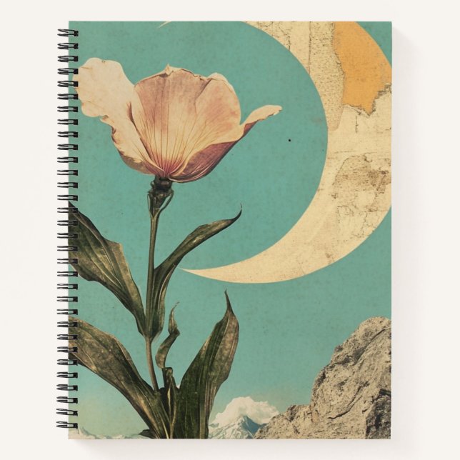 Cuaderno Flor rosa y luna creciente (Anverso)