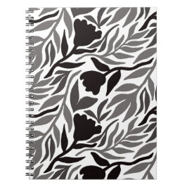 Cuaderno Flor salvaje Cascada Negra y Blanco