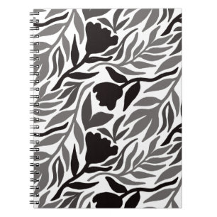 Cuaderno Flor salvaje Cascada Negra y Blanco
