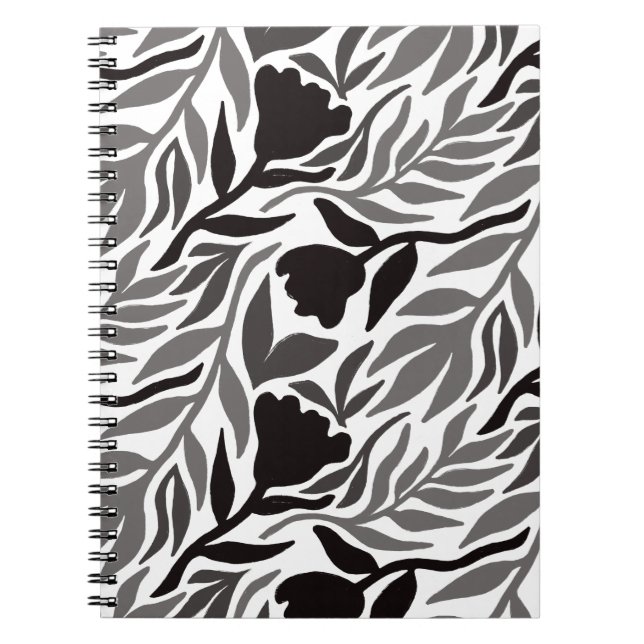 Cuaderno Flor salvaje Cascada Negra y Blanco (Frente)