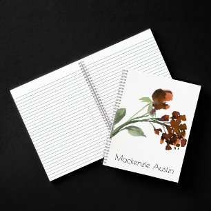 Cuaderno Flor salvaje   Terracotta Naranja Personalizado Bo