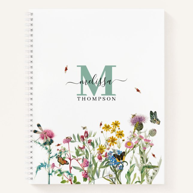 Cuaderno Flor silvestre acuarela Insectos Jardín de primave (Anverso)