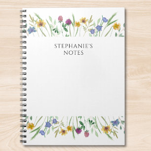 Cuaderno Flor Silvestre Acuarela Personalizada