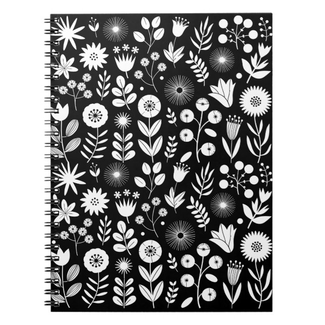 Cuaderno Flor silvestre Black and White Boho (Frente)