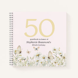 Cuaderno Flor silvestre blanca de mujer 50 años simple