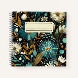 Cuaderno Flor silvestre caprichosa - Blooms Verde azulados,