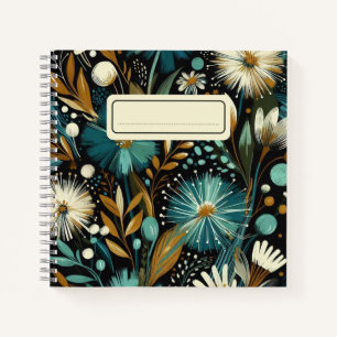 Cuaderno Flor silvestre caprichosa - Blooms Verde azulados,