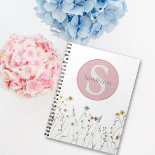 Cuaderno Flor silvestre de acuarela monogramada