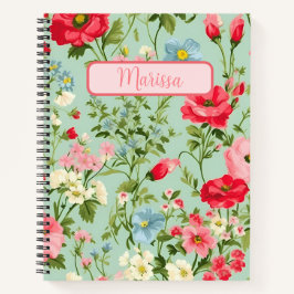 Cuaderno Flor silvestre de campo inglesa personalizada