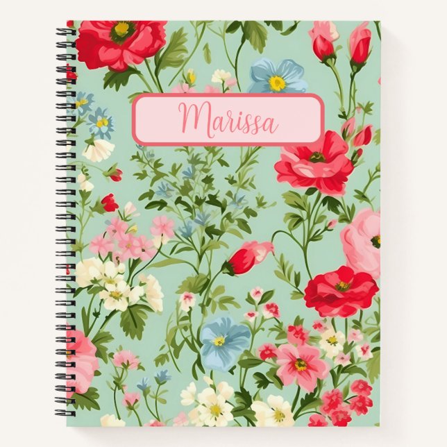 Cuaderno Flor silvestre de campo inglesa personalizada (Anverso)