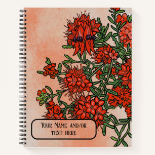 Cuaderno Flor silvestre de Sturt's Desert Pea Botánica aust