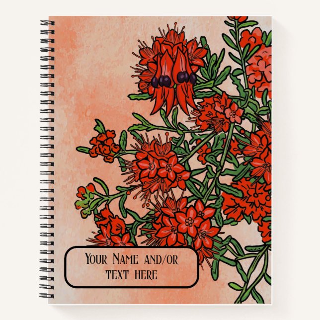 Cuaderno Flor silvestre de Sturt's Desert Pea Botánica aust (Anverso)