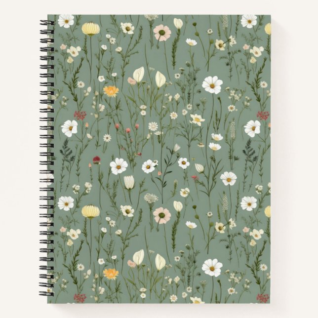 Cuaderno Flor silvestre Dusty Sage Floral Verde (Anverso)