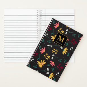Cuaderno Flor silvestre floral Monograma moderno personaliz