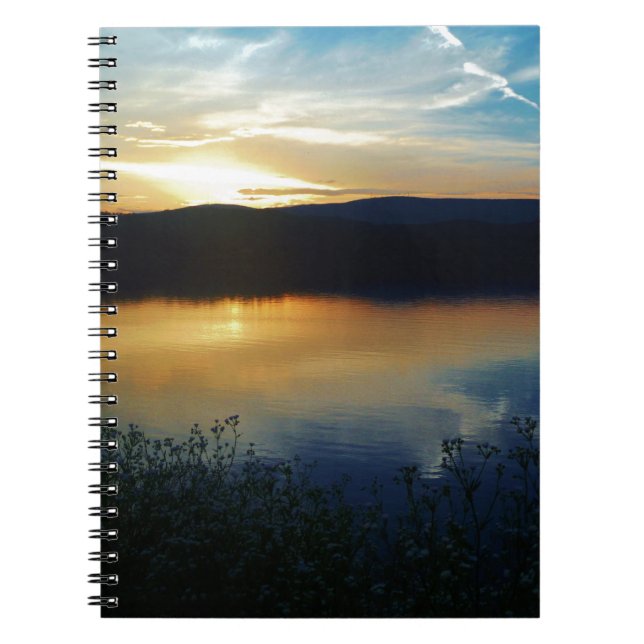 Cuaderno Flor silvestre, puesta de sol azul (Frente)