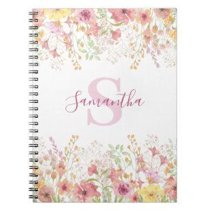 Cuaderno Flor silvestre rosa personalizada