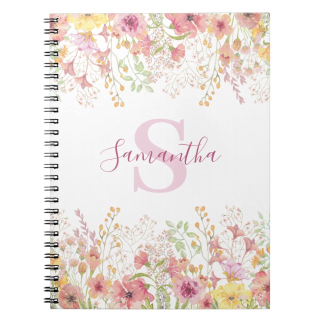 Cuaderno Flor silvestre rosa personalizada (Frente)