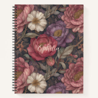 Cuaderno Flor silvestre rosa y morado personalizado