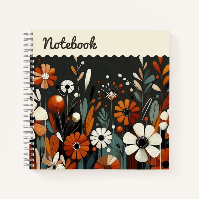 Cuaderno Flor silvestre rústica con acentos dorados (Anverso)