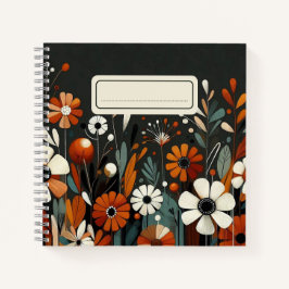 Cuaderno Flor silvestre rustica Naranja con acentos dorados