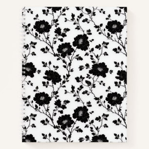 Cuaderno Flor Toile Vintage Monocromo Floral Negro Naturale