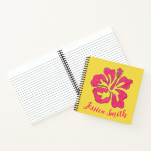 Cuaderno Flor tropical amarilla rosada personalizada Hibisc