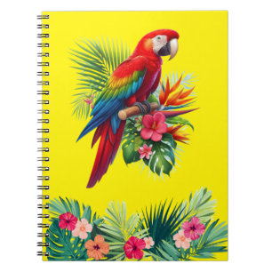 Cuaderno Flor tropical de macao rojo