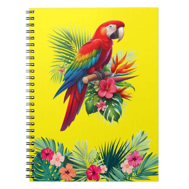 Cuaderno Flor tropical de macao rojo (Frente)