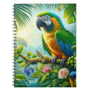 Cuaderno Flor tropical de macao verde