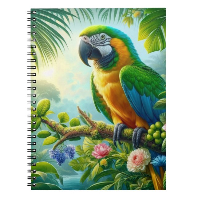 Cuaderno Flor tropical de macao verde (Frente)