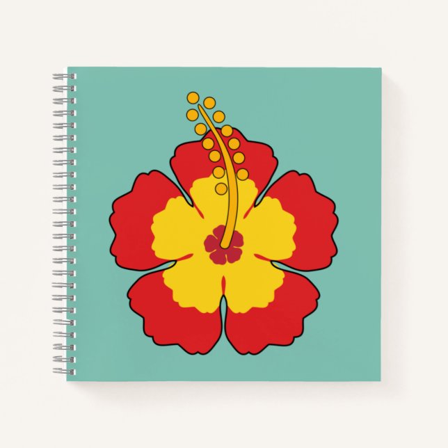 Cuaderno Flor tropical hibiscus roja (Anverso)