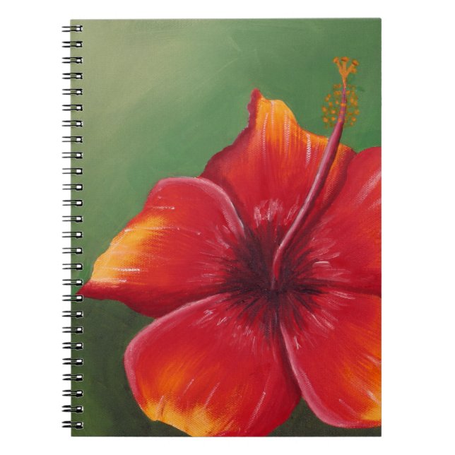 Cuaderno Flor tropical roja hibiscus | Pintura de aceite (Frente)