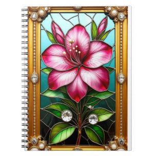 Cuaderno Flor vibrante enmarcada de forma ornamentada