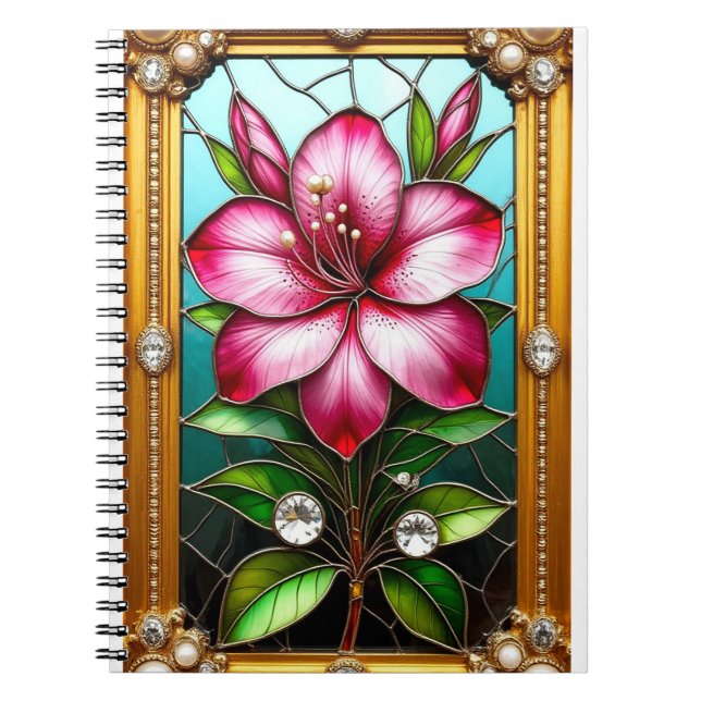 Cuaderno Flor vibrante enmarcada de forma ornamentada (Frente)
