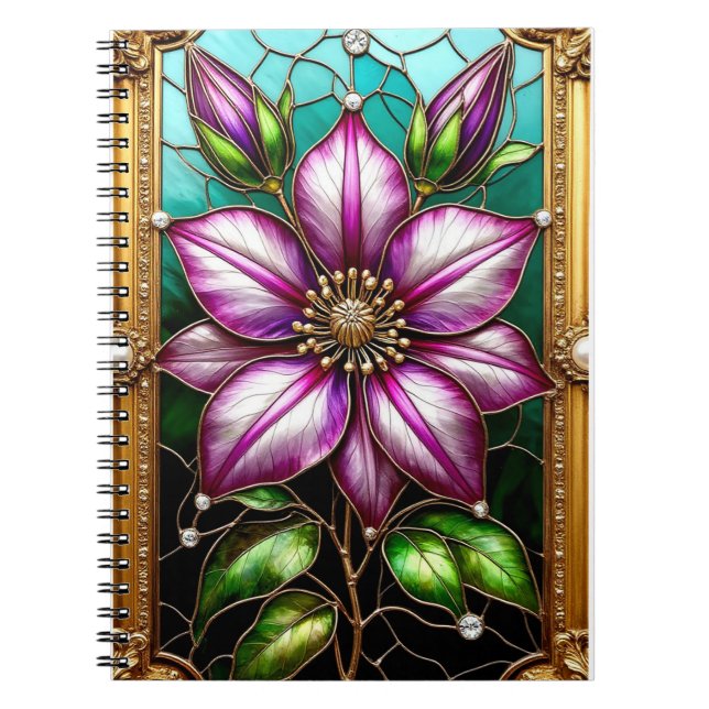 Cuaderno Flor vibrante ornamentalmente enmarcada (Frente)
