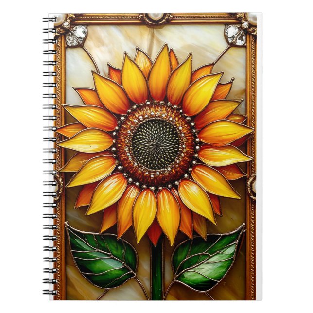 Cuaderno Flor vibrante ornamentalmente enmarcada (Frente)