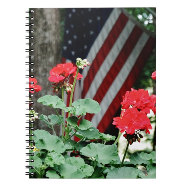 Cuaderno Flor y bandera Rojo blanco y azul (Frente)