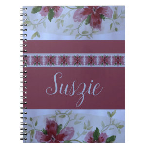 Cuaderno Flora acuarela rosa