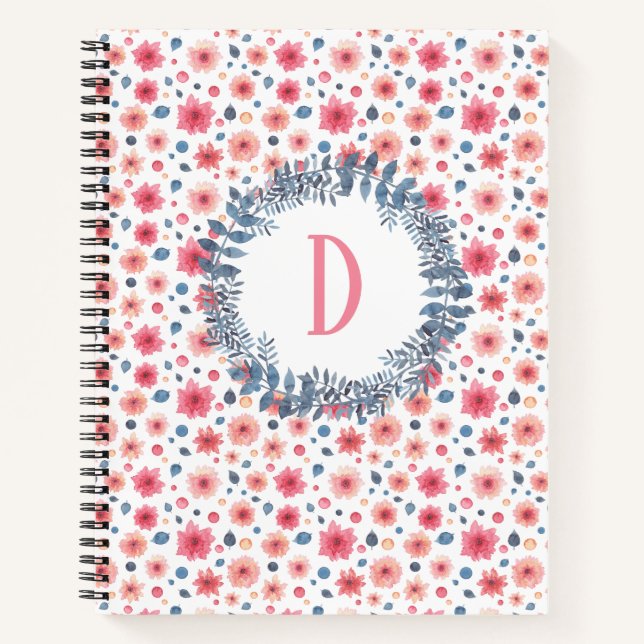 Cuaderno Flora acuarela rosada monográfica (Anverso)